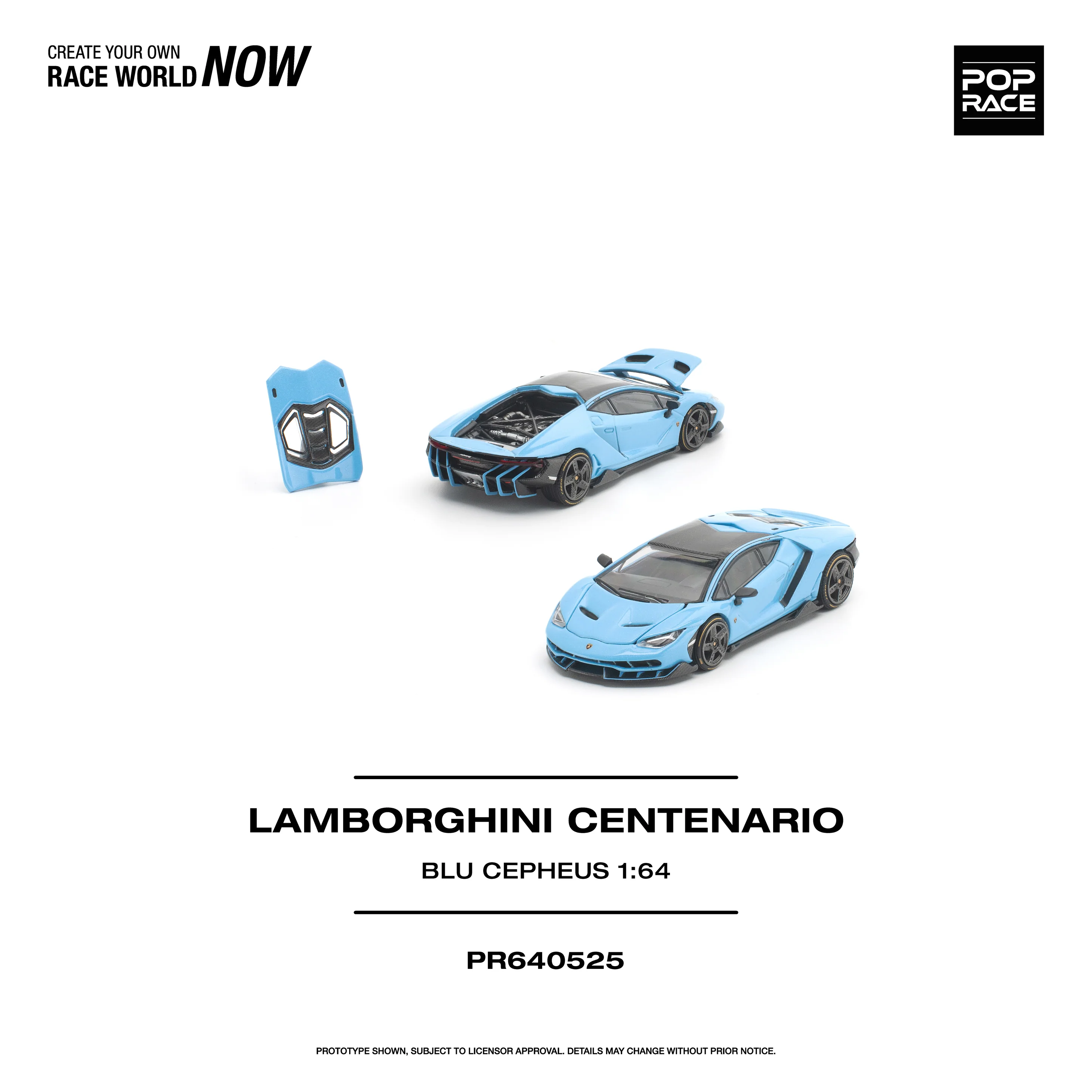 PREORDER POPRACE 1/64 LAMBORGHINI CENTENARIO - BLU CEPHEUS PR640525