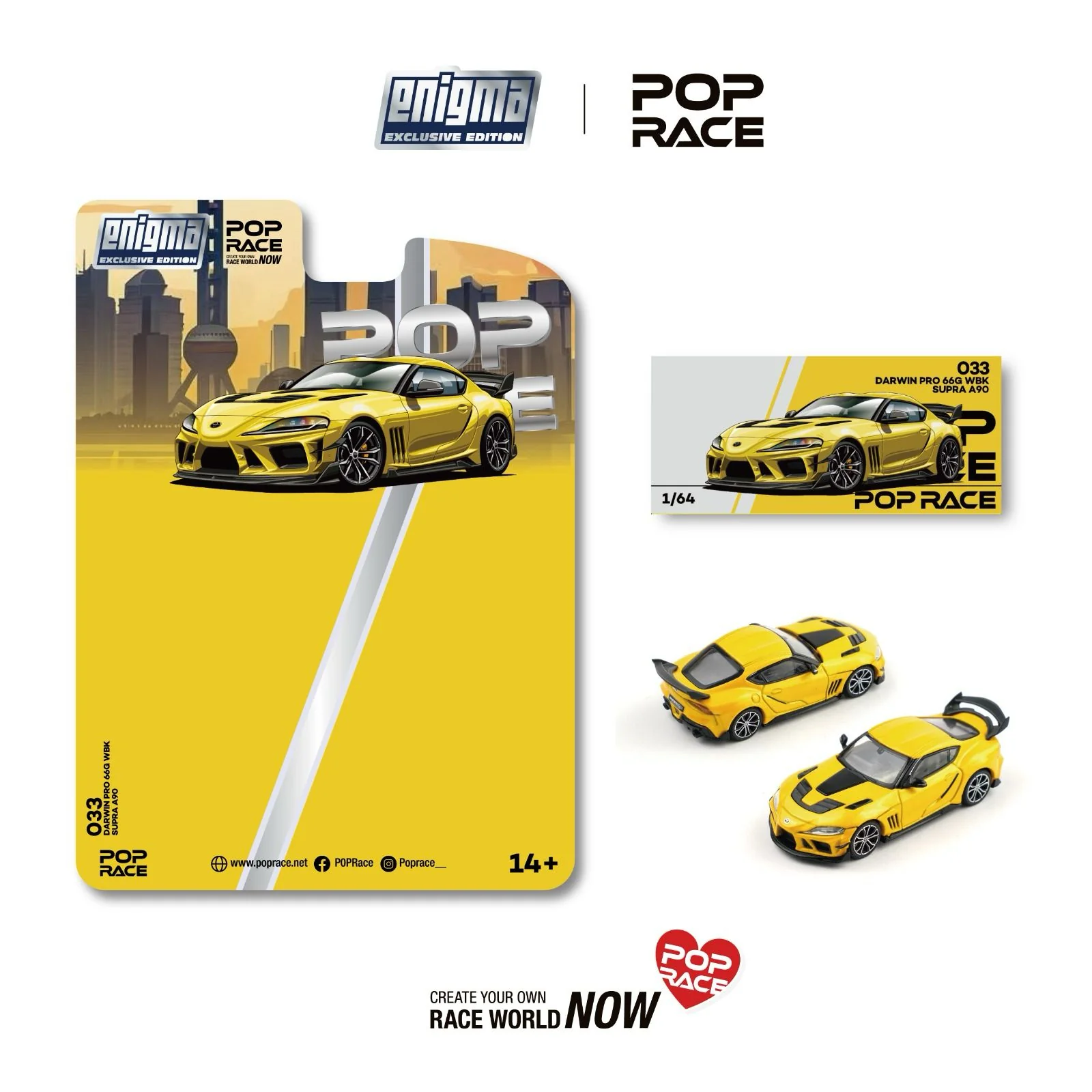 PREORDER POPRACE 1/64 DARWIN PRO 66G WBK SUPRA A90 NITRO YELLOW (enigma exclusive edition) PRE033