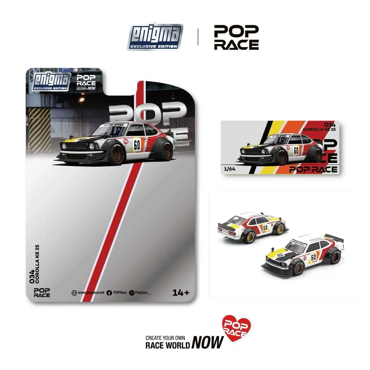 PREORDER POPRACE 1/64 COROLLA KE25 RACING (enigma exclusive edition) PRE034