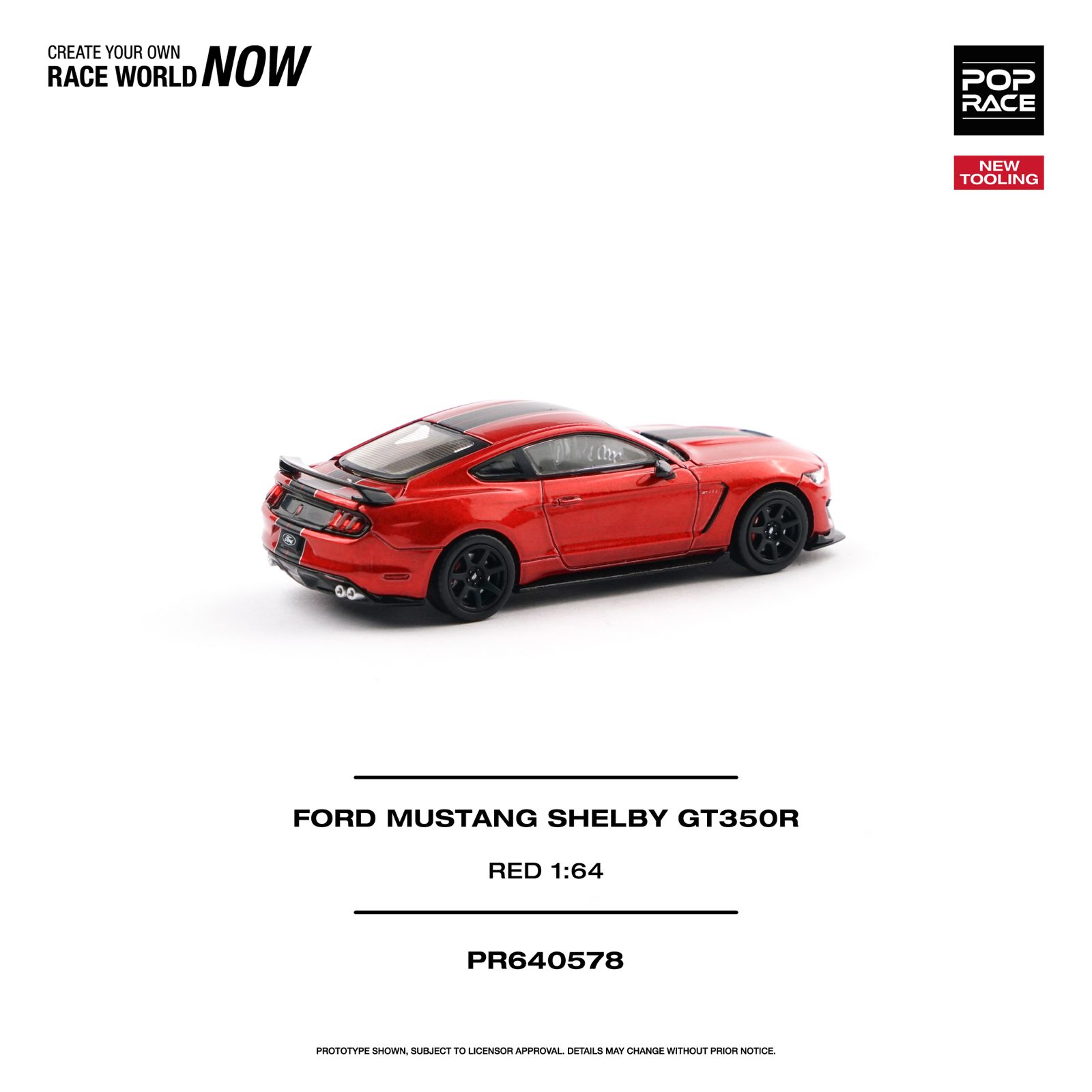 PREORDER POP RACE 1/64 FORD MUSTANG SHELBY GT350R RACE RED  PR640578