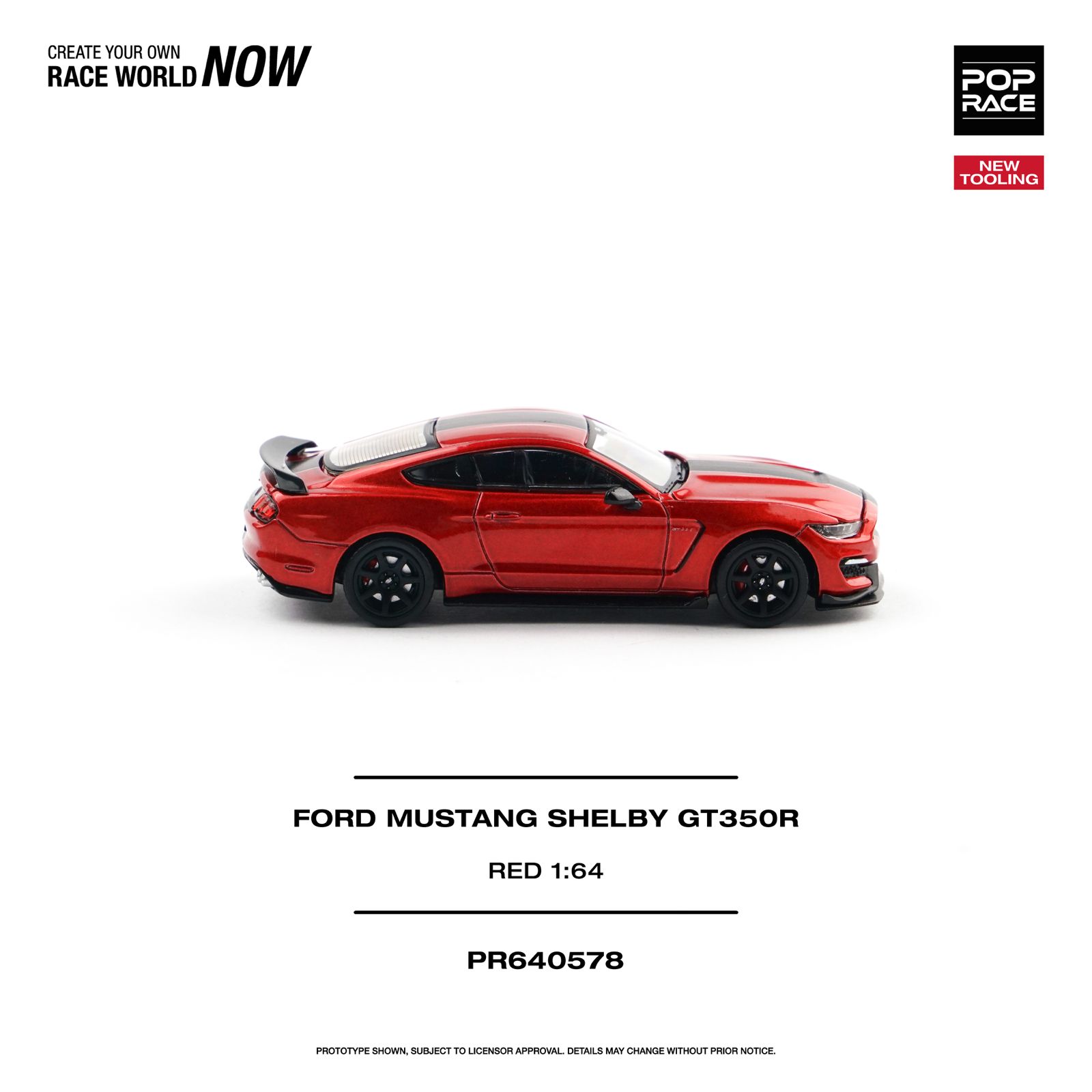 PREORDER POP RACE 1/64 FORD MUSTANG SHELBY GT350R RACE RED  PR640578
