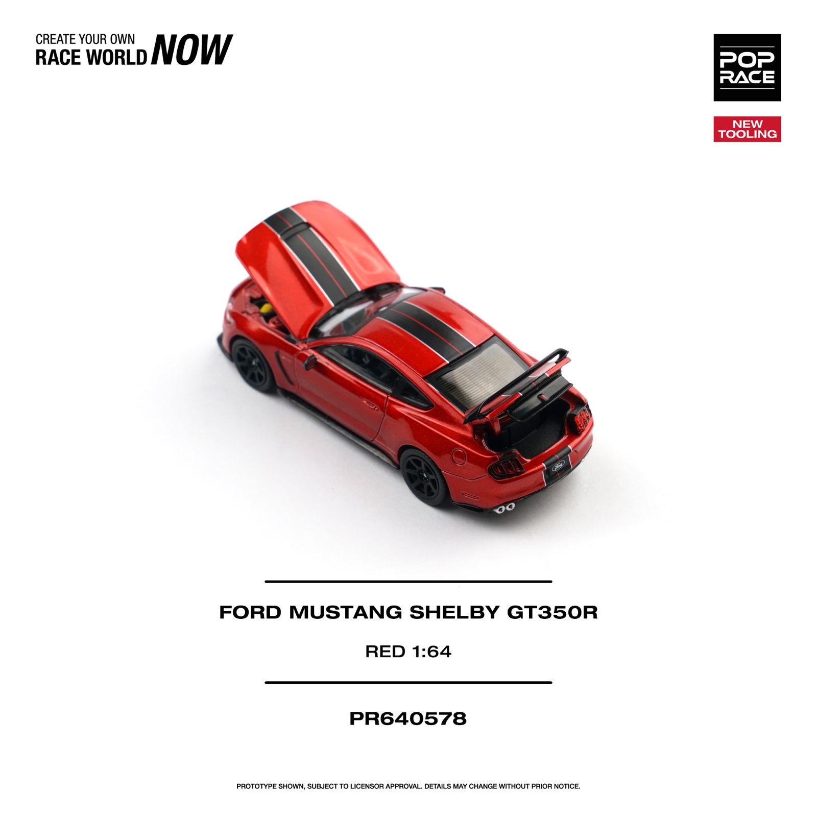 PREORDER POP RACE 1/64 FORD MUSTANG SHELBY GT350R RACE RED  PR640578