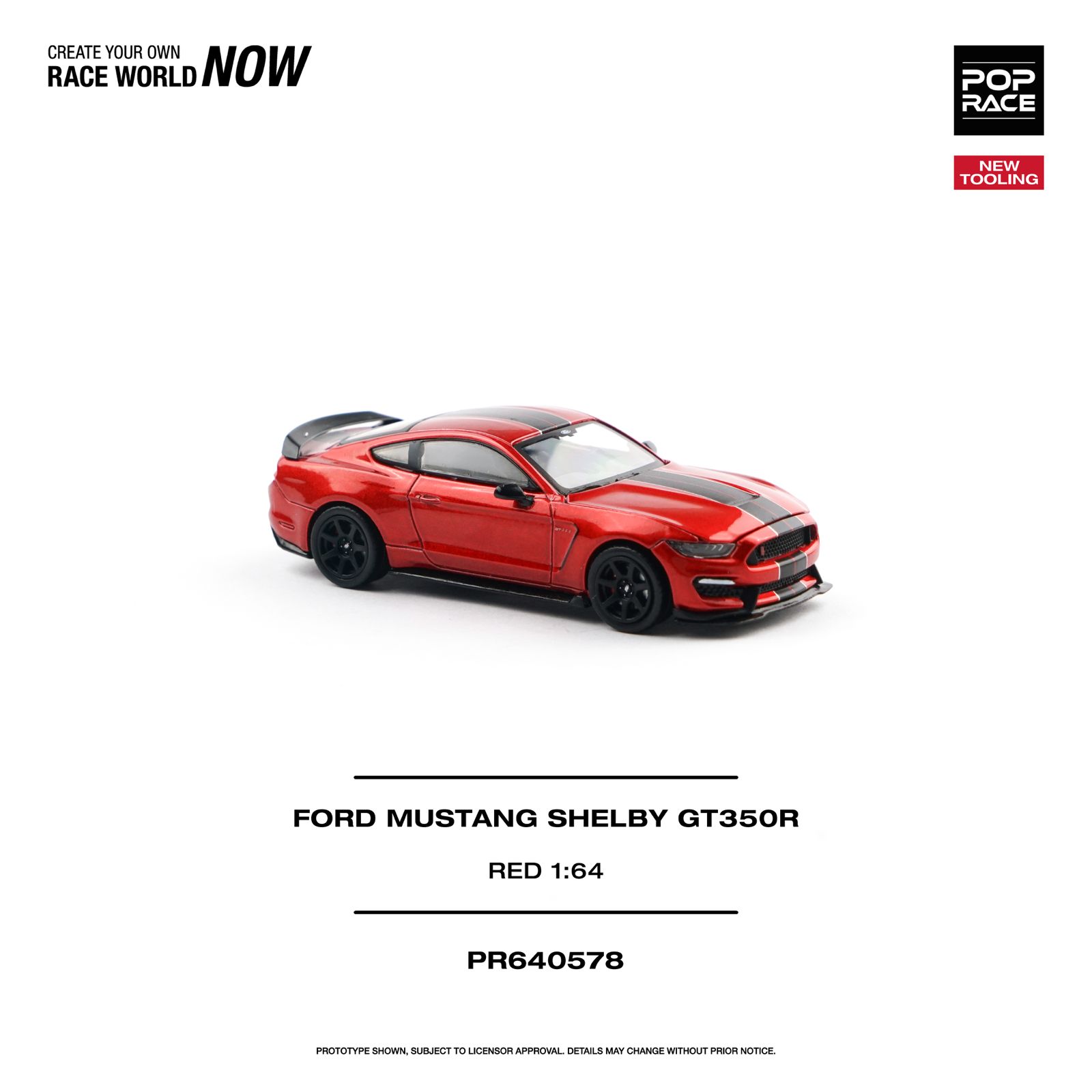PREORDER POP RACE 1/64 FORD MUSTANG SHELBY GT350R RACE RED  PR640578