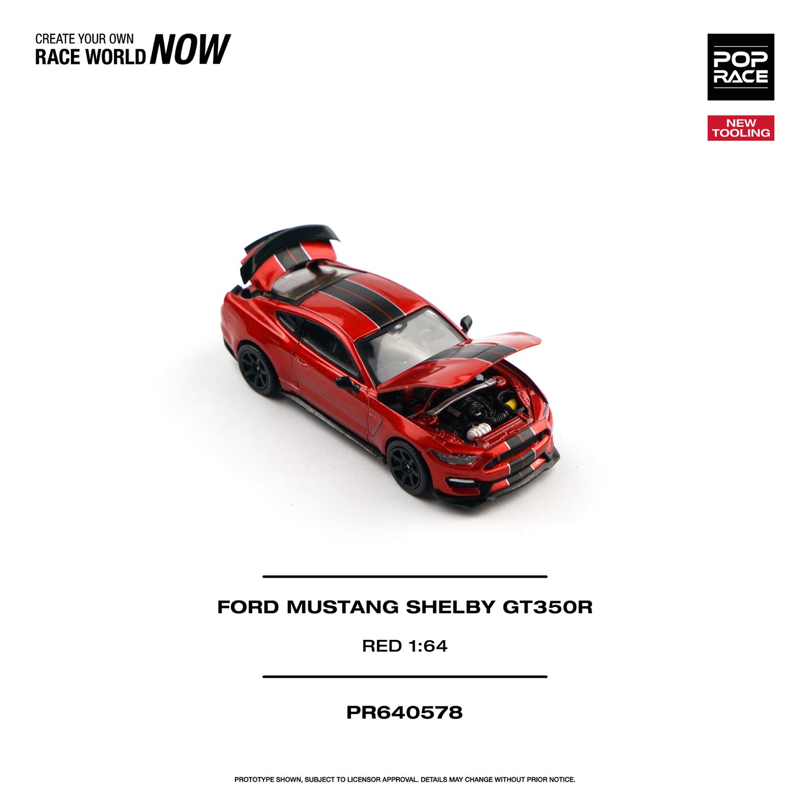 PREORDER POP RACE 1/64 FORD MUSTANG SHELBY GT350R RACE RED  PR640578